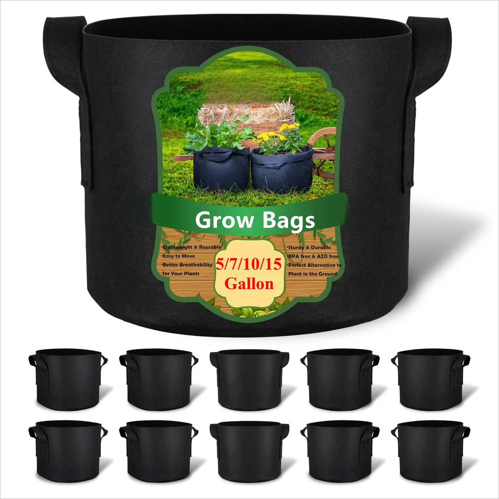 5-20 Pack 5/10/15 Gallon Reusable Grow Bag 300G Thickened Nonwoven Fabric Pots with Handles For Garden Vegetable/Flower Planting