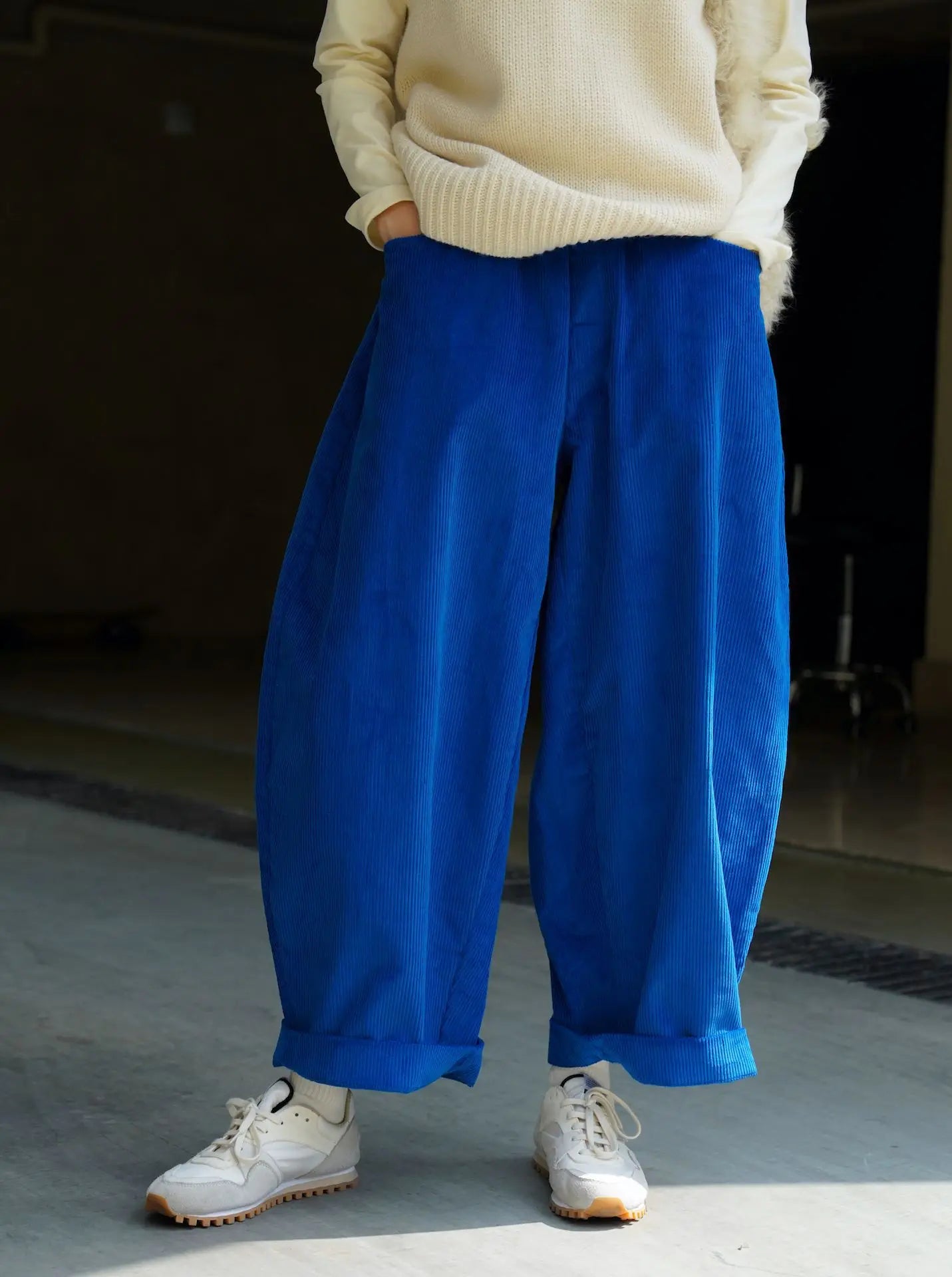 2025 Women Spring Fashion Big Wide Leg Pants Stretch High Waist Corduroy Pants Fashion Clothes 100% Cotton Pants Female Trousers