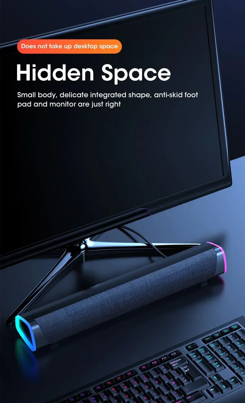 2.1 Channel Soundbar with Subwoofer, Bluetooth 5.0 Speaker System for TV/PC, USB Powered Stereo Bass HD Audio for Laptop/Macbook