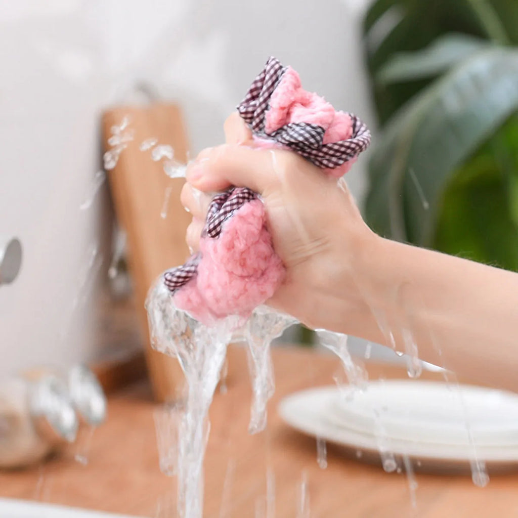 5pcs Soft Reusable Dish Towels, 9.8x9.8in Coral Fleece Cleaning Rags, Household Absorbent Non-shedding Dishwashing Cloth, Double