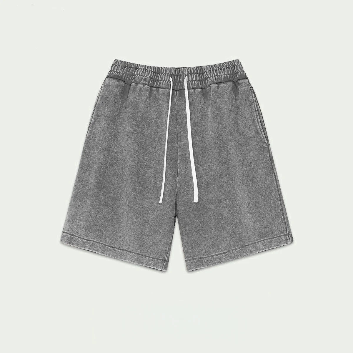 2026 New Distressed Summer Shorts Men 320G Heavy Cotton Drawstring Harajuku Loose Sweatshorts Male Casual Short Pant Streetwear