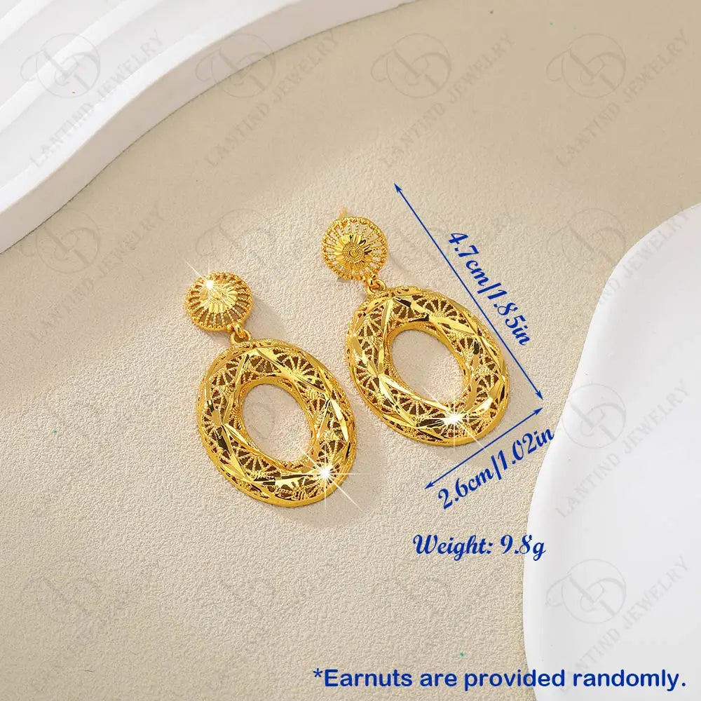 Be00059 Dubai Elegant Women's 24K Gold Plated Fashionable Earrings Luxury Women's Party Jewelry Boutique Earrings Ethiopian Wedding Earrings