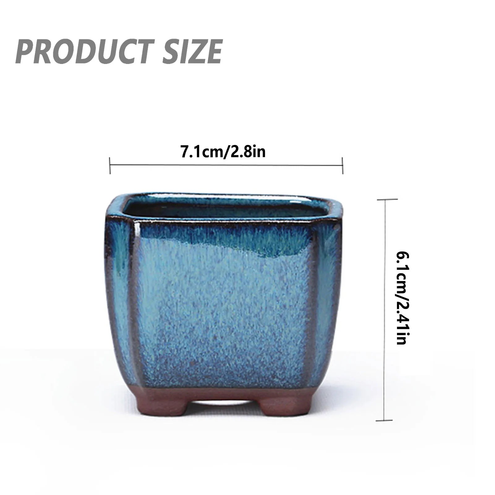 Ceramic Succulent Flower Pot Chinese Style Pottery Bonsai Pots with Drain Hole Purple Sandstone for Desktop Home Decoration