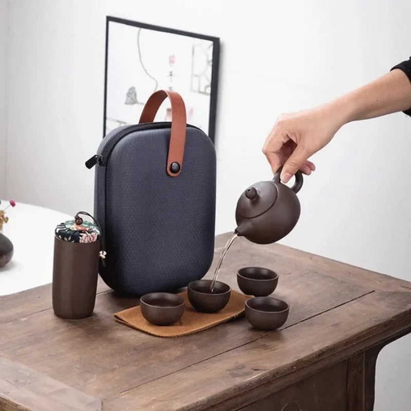 1SET Elegant & Portable Zisha Tea Set - The Perfect Holiday Gift for Tea Lovers