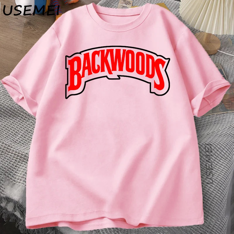 BACKWOODS T Shirts Men Women Retro Short Sleeve Cotton T-Shirt Fashion Street Hip Hop Rock Streetwear Men Swag Tshirt Clothing