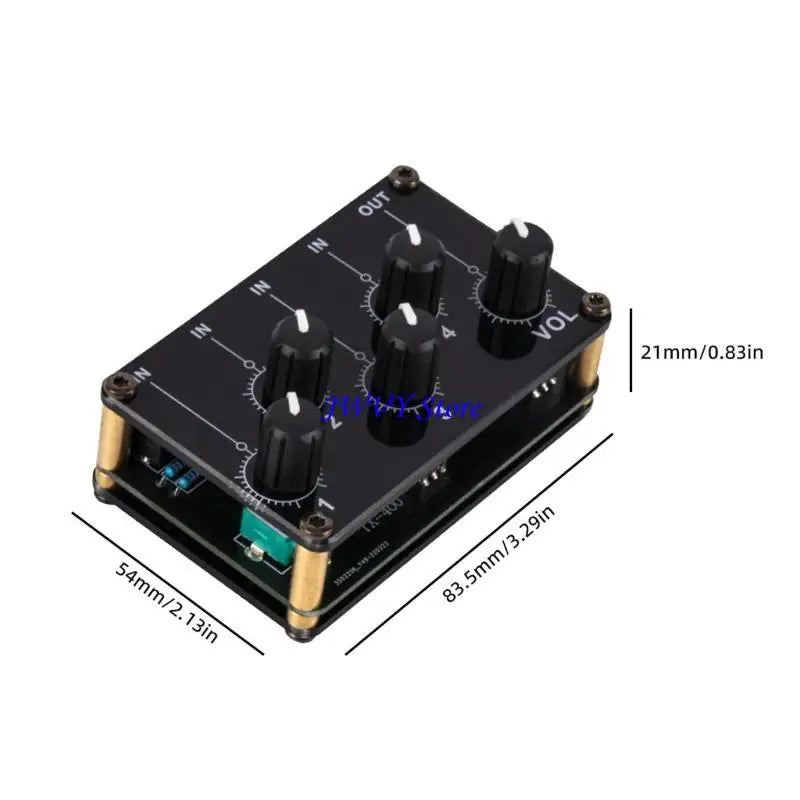 573A 4 Channel Line Mixer Portable Passive Analog Sound Mixing Console Highest Sound Quality Stereo Mixer