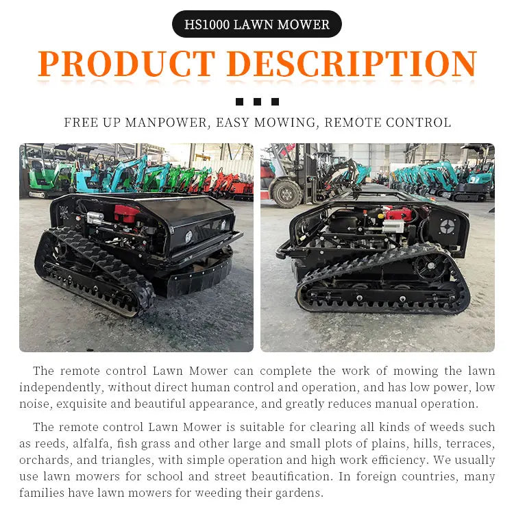 Customized High Quality 24V Grass Cutting Low Emission Remote Control Lawn Mower with CE EPA EURO5 Certificated