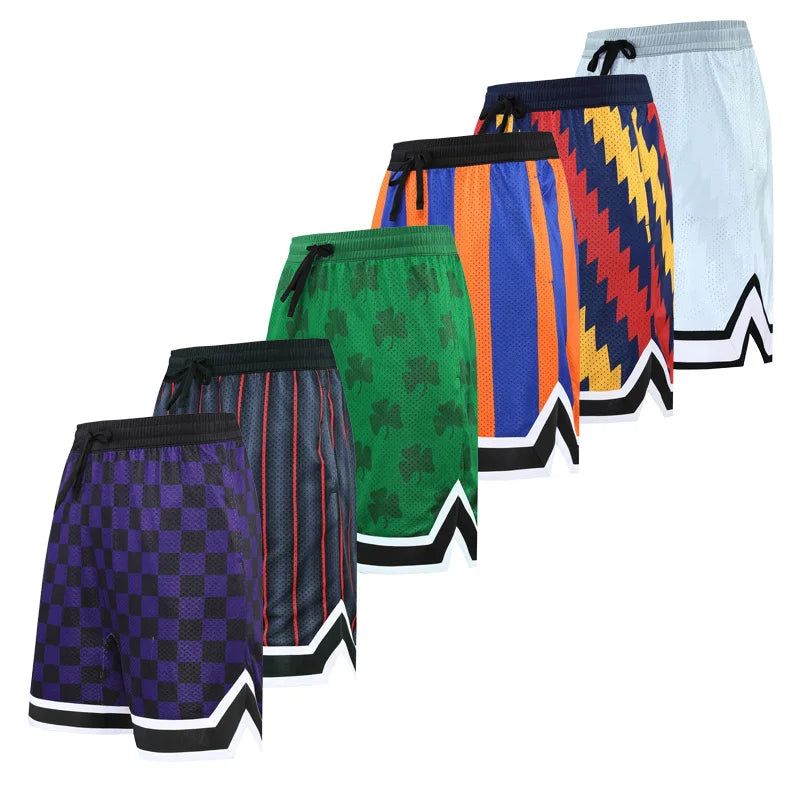 Boys Basketball Running Sports Loose Plus Size Shorts Tie With American Street Print Five Points Big Pants Gym Training