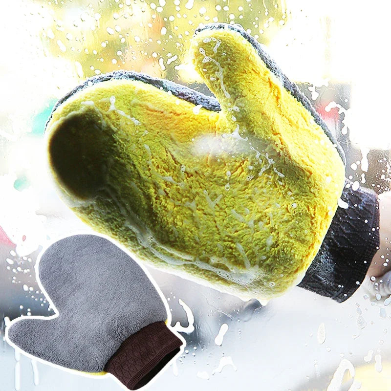 Car Washing Gloves Microfiber Coral Velvet Strong Water Absorption Body Cleaning Glove Double Sided Thickened Duster Clean Tools