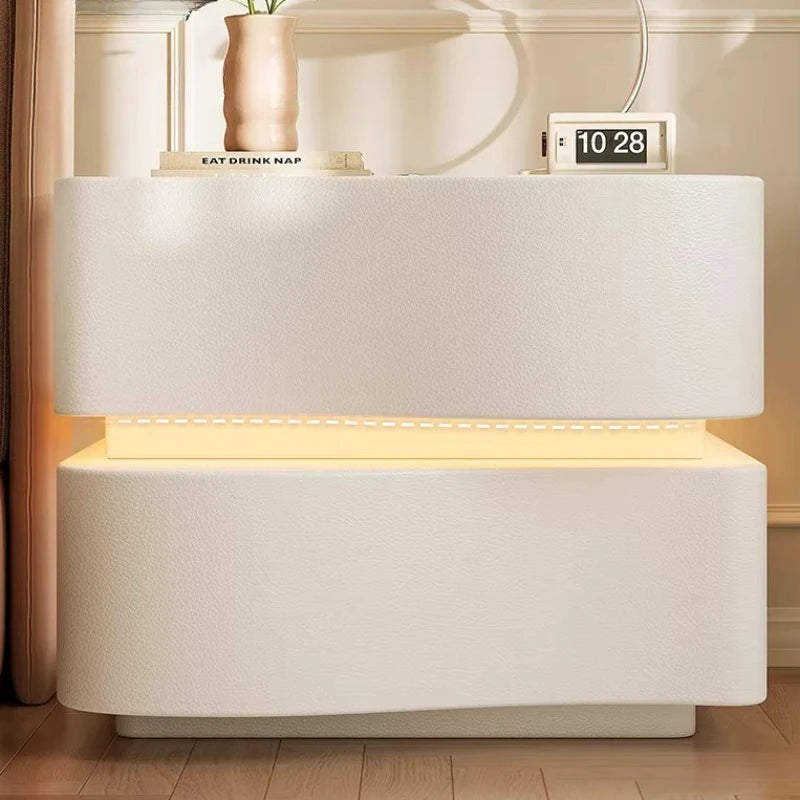 Decor Trendy Bedside Table Bedroom Luxury Organizer Wood Unique White Bedside Table Led Nordic Mesitas De Noche Home Furniture