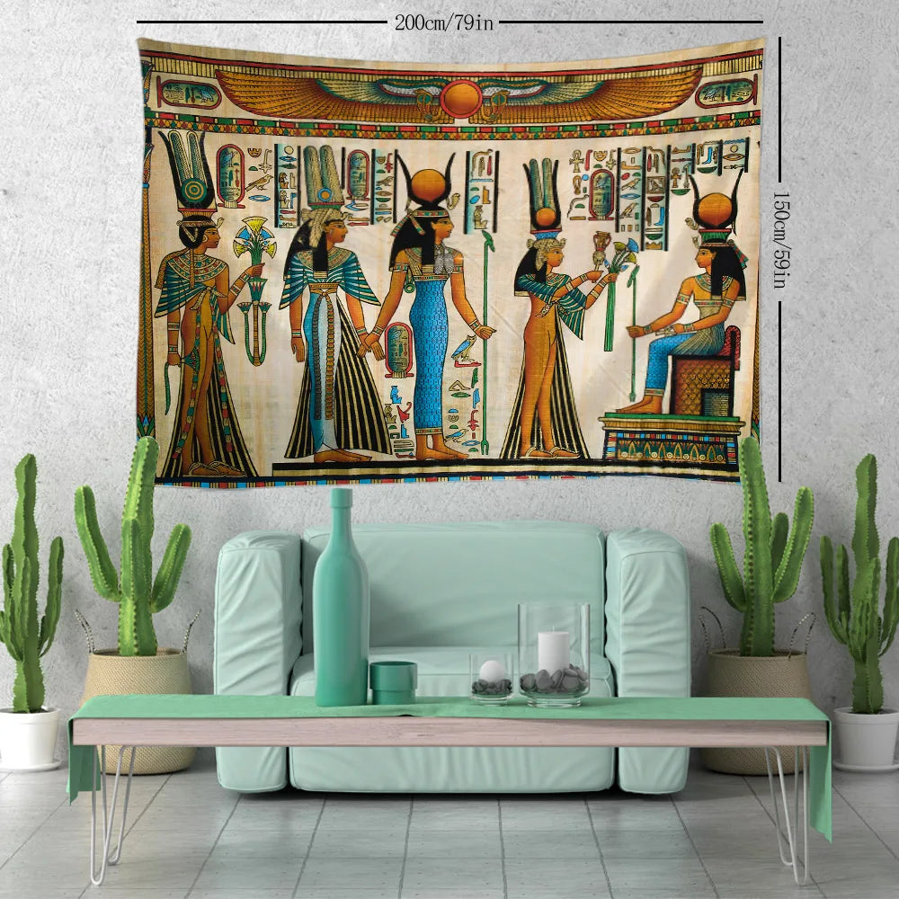 Egyptian Painting Tapestry  Nefertalis Tomb Thebes Wall Hanging Gods of Ancient Egypt Mural for Bedroom Living Room Dorm Decor