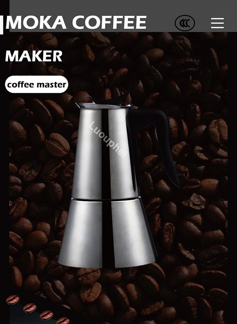 110V/220V Electric Coffee Maker 300ml 304 Stainless Steel Mocha Pot Electric Italian Coffee Maker Percolator for Home
