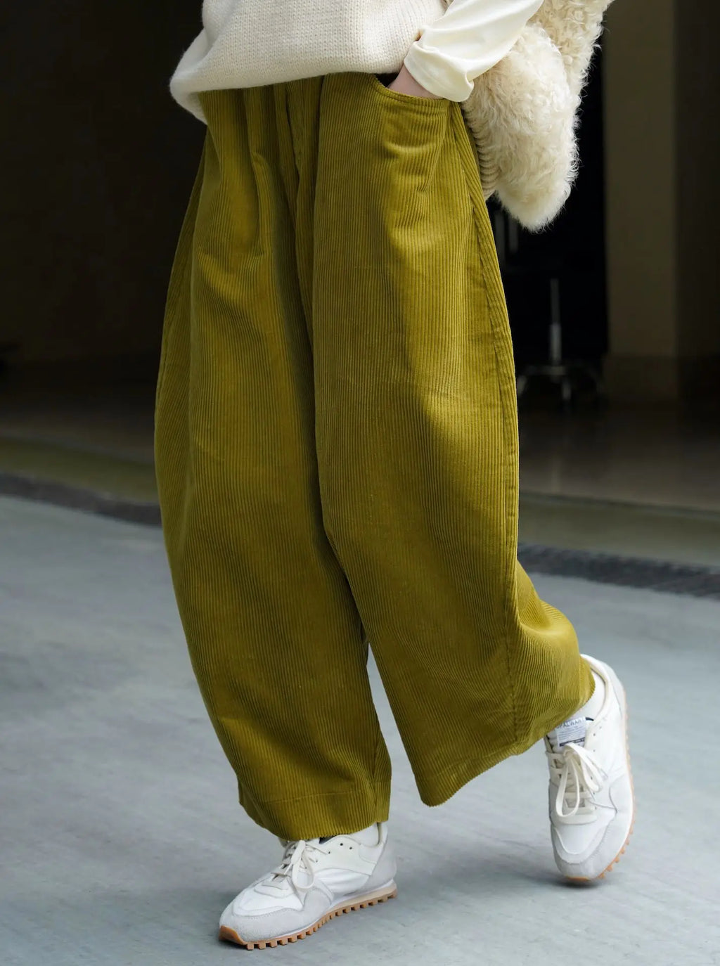 2025 Women Spring Fashion Big Wide Leg Pants Stretch High Waist Corduroy Pants Fashion Clothes 100% Cotton Pants Female Trousers