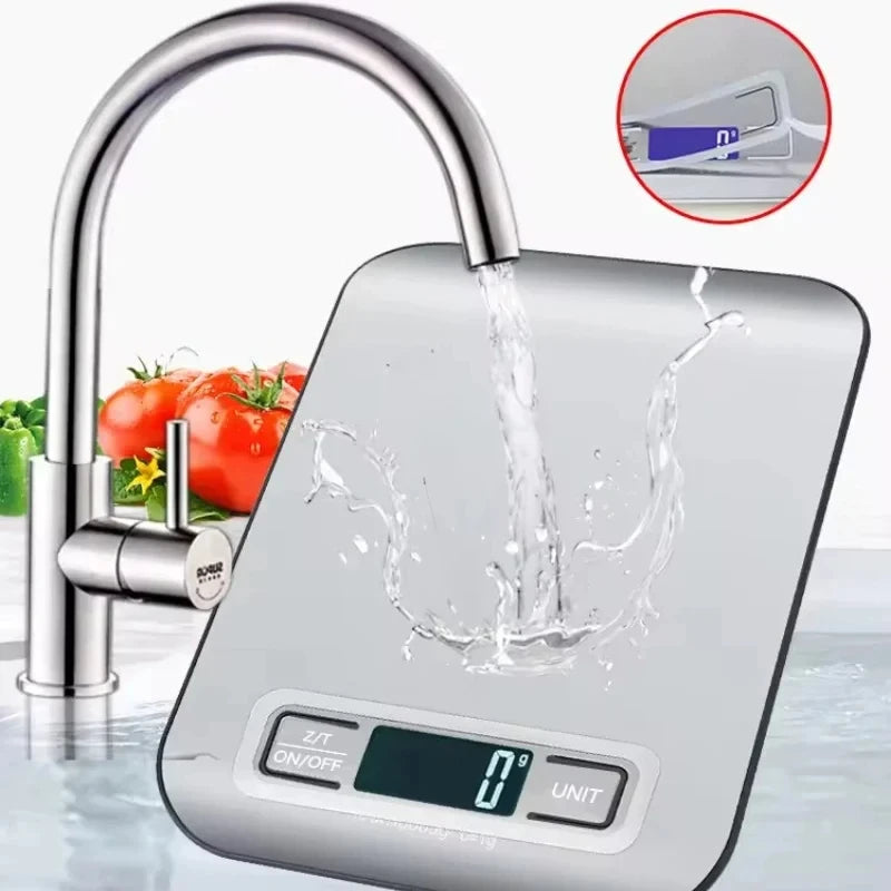 Digital Kitchen Scale LED Display 5/10kg-1g Stainless Steel Panel Electronic Scales Home Jewelry Food Weighing Baking Tools