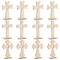 12PC Wooden Cross Crafts Creative Festival Accessories Wooden Cross Crafts Halloween Ornaments Wood Chips