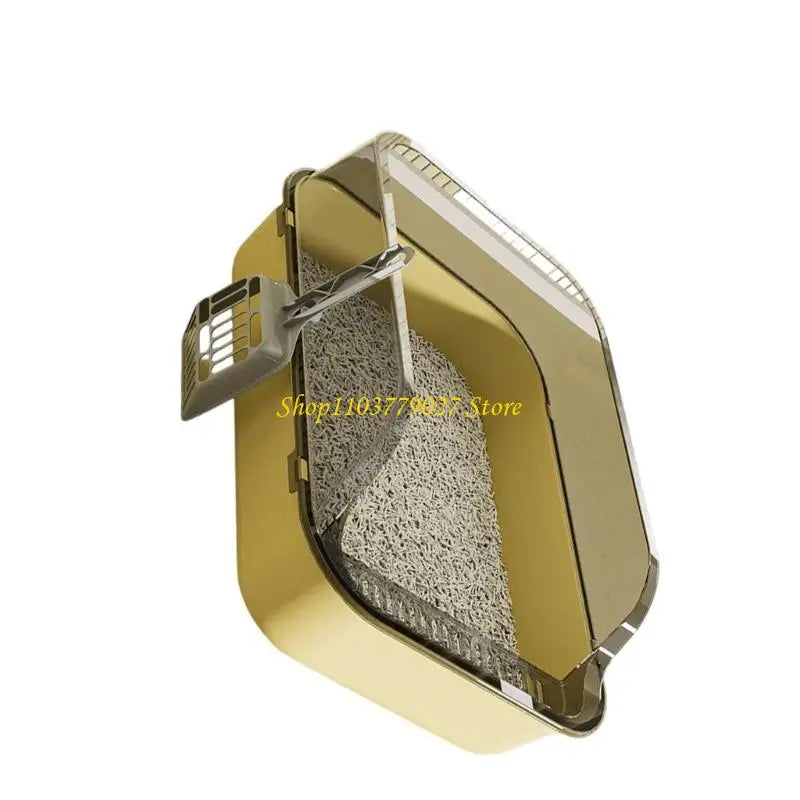 C4DF Semi Covered Pet Toilet Easy to Clean Plastic Litter Tray for Home Use