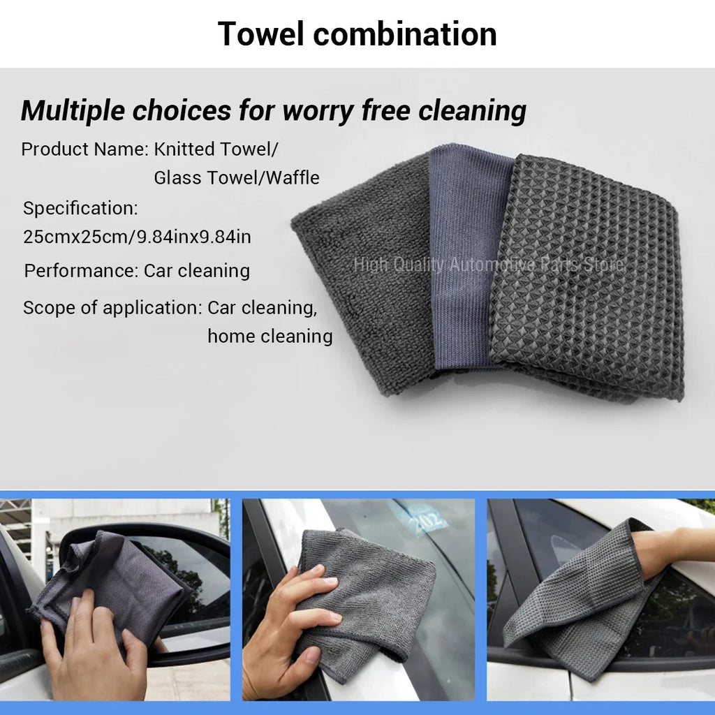 9pcs Car Wash Cleaning Kits Microfiber Towels Blush Sponge Wash Glove Polish Care Applicator Pads Auto Detailing Washing Tools