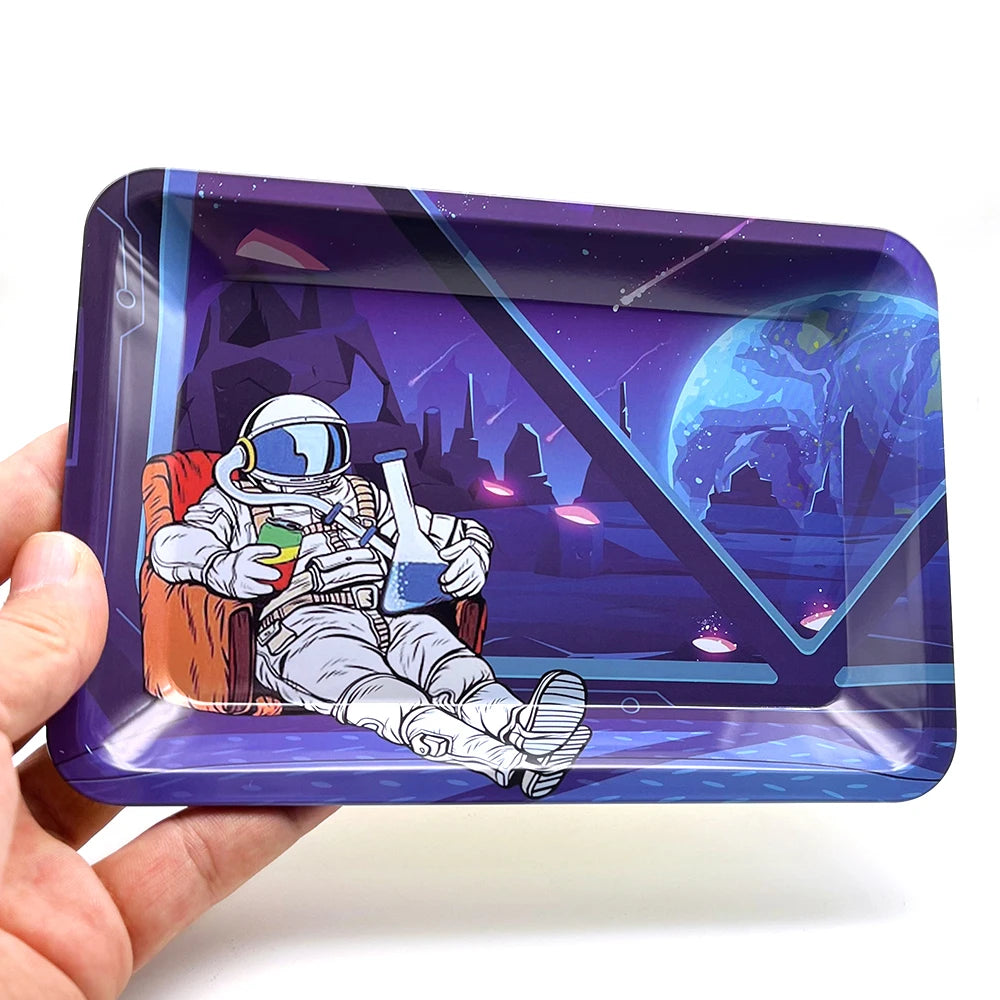 8x12.5cm Metal Tray Rolling Tobacco Container Smoking  Storage Tinplate Cigar Plate Tool Roller Case  Storage Trays