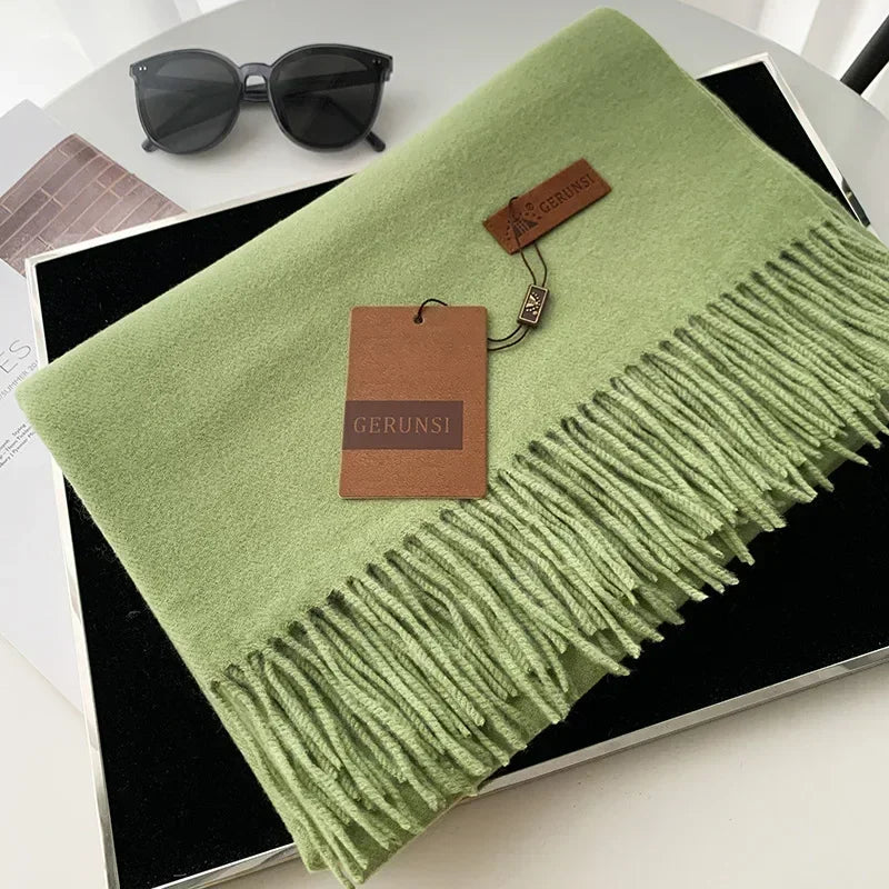 2024 Winter Cashmere Scarf Women Thick Warm Pashmina Shawls Wraps Solid Color Tassel Lady Blanket Echarpe Bufanda Hijab