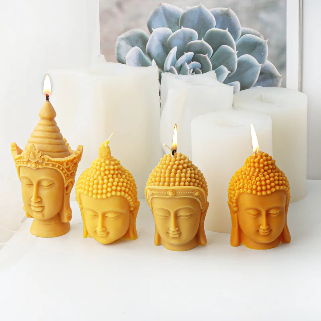 3D Buddha Head Candle Silicone Mold Buddha Church Statue Plaster Resin Mould DIY Candles Wax Clay Craft Ornament Home Decoration