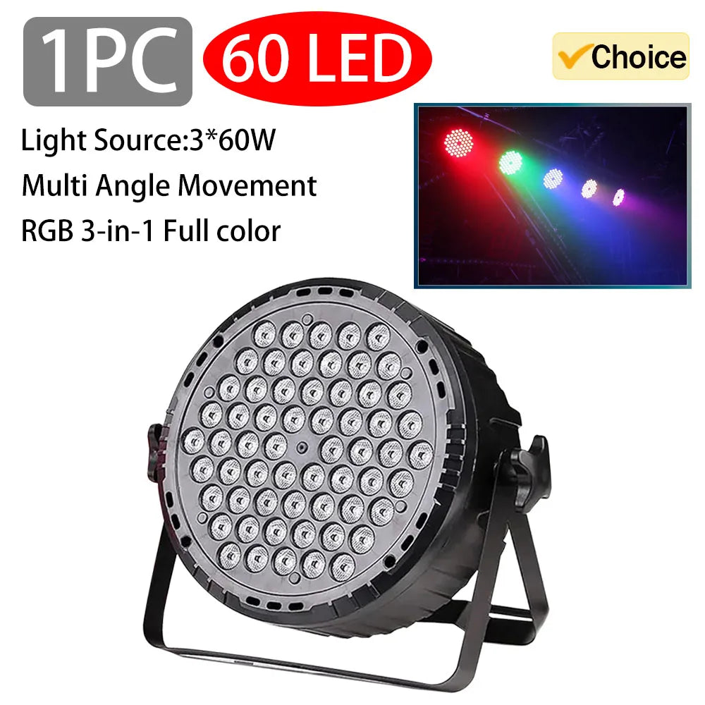 3 in 1 LED Par Light 60x3W RGB Full Color for Dance Studio Club Disco Show Lighting DMX512 Control Stage Flat Light party lights