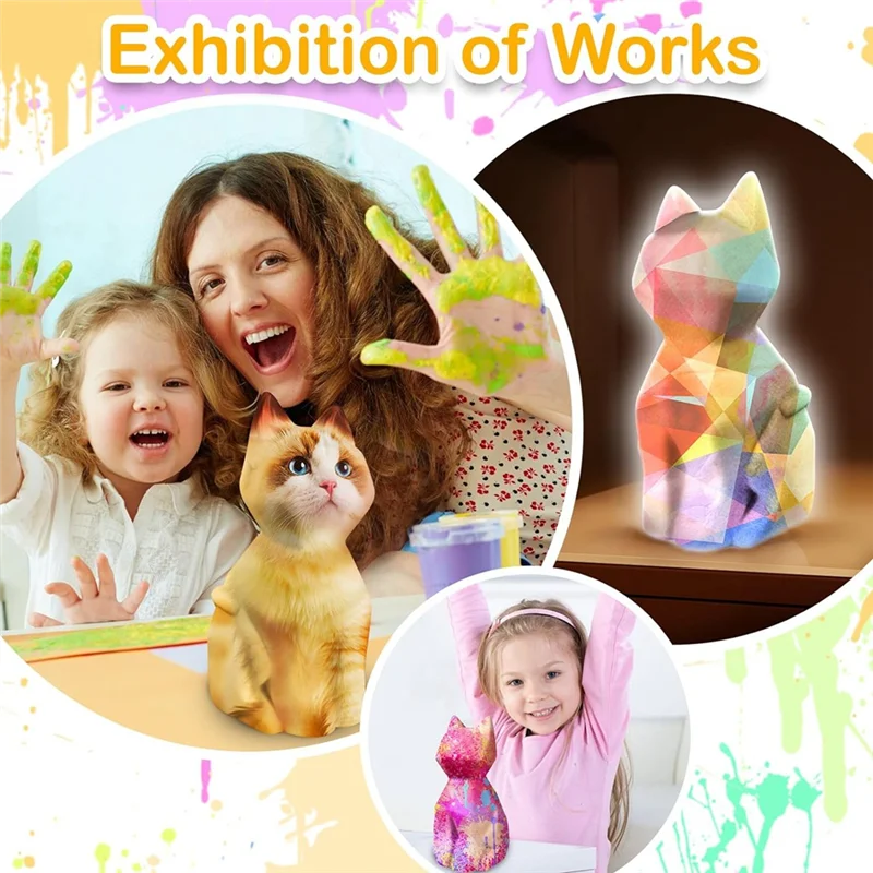 ABKJ-Diy Cat Crafts Night Light Painting Kit Arts And Crafts Suitable For Art Supplies Birthday Gifts