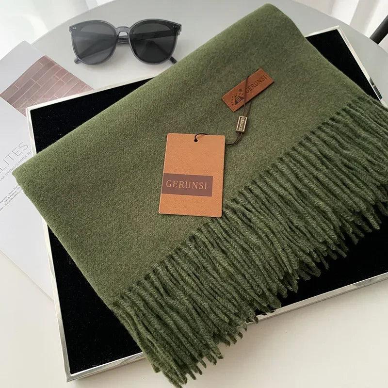 2024 Winter Cashmere Scarf Women Thick Warm Pashmina Shawls Wraps Solid Color Tassel Lady Blanket Echarpe Bufanda Hijab
