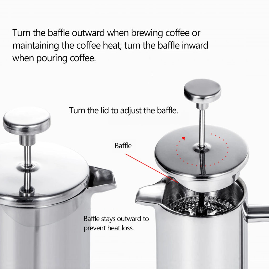 Coffee Maker Stainless Steel Double Walled Insulated Coffee   Maker Pot 350ml/800ml/1000ml French Press