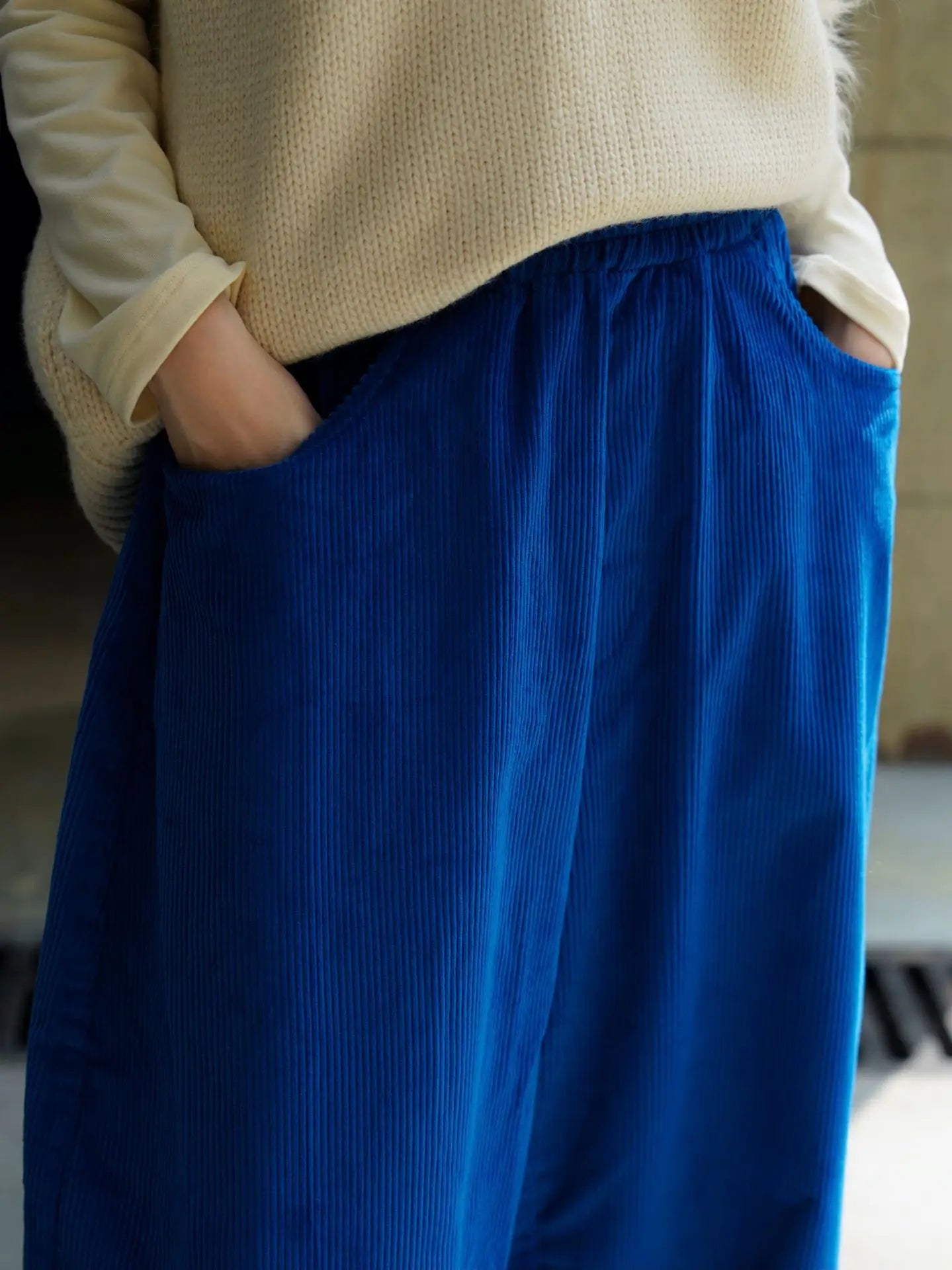 2025 Women Spring Fashion Big Wide Leg Pants Stretch High Waist Corduroy Pants Fashion Clothes 100% Cotton Pants Female Trousers