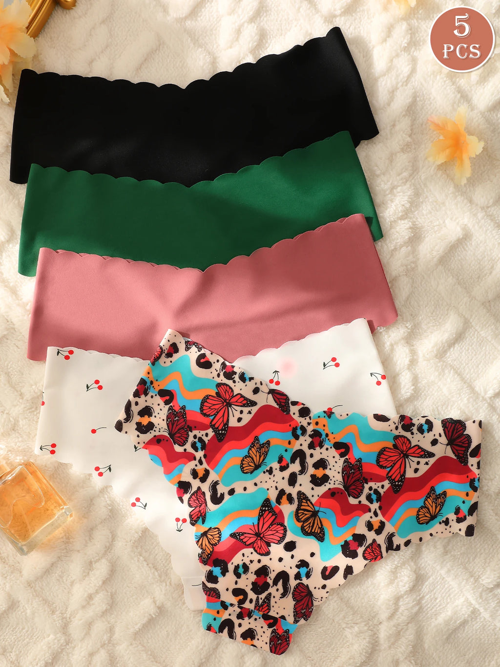 5pcs women's underwear, multi-color, seamless, sexy and comfortable bikini panties
