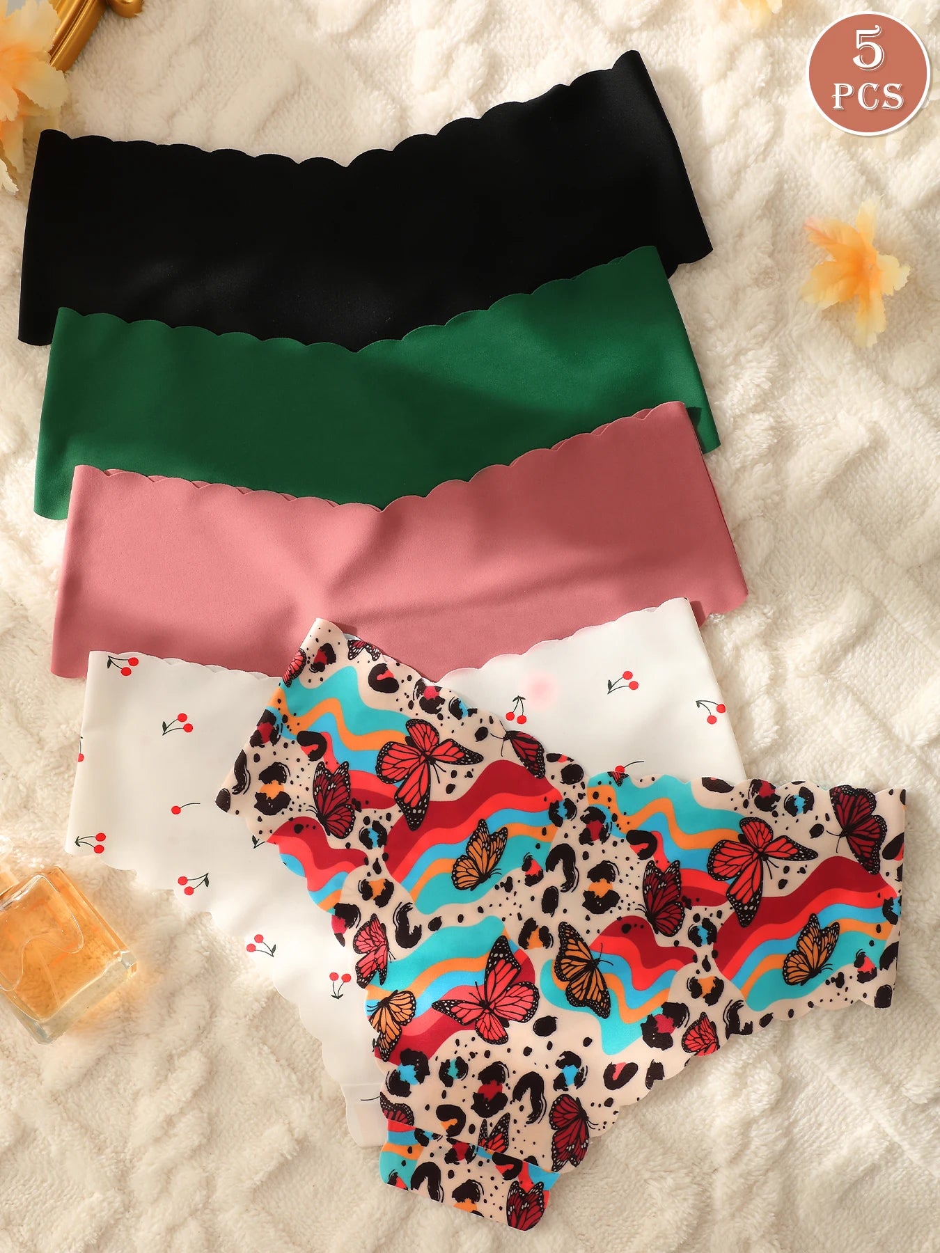 5pcs women's underwear, multi-color, seamless, sexy and comfortable bikini panties