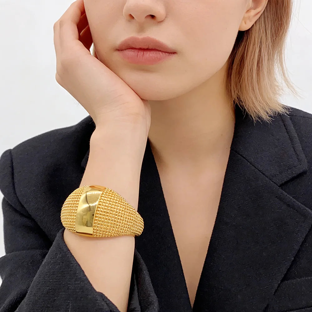 ethiopian hand gold color bracelet bangles rings set for Women bracelet Rings Jewelry Gift Weddings party set