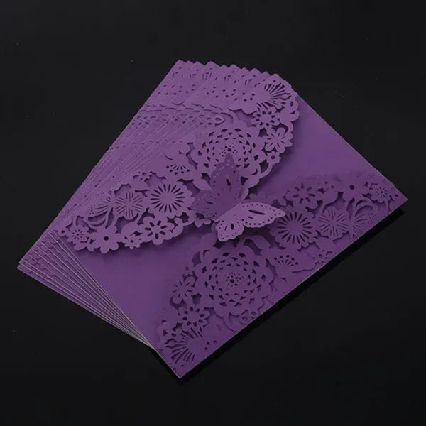 10pcs 3D Butterfly Wedding Invitation Card Flower Bithday Cards Girl Debut Invitations Laser Cut Hollow Out Party Cards 5R size