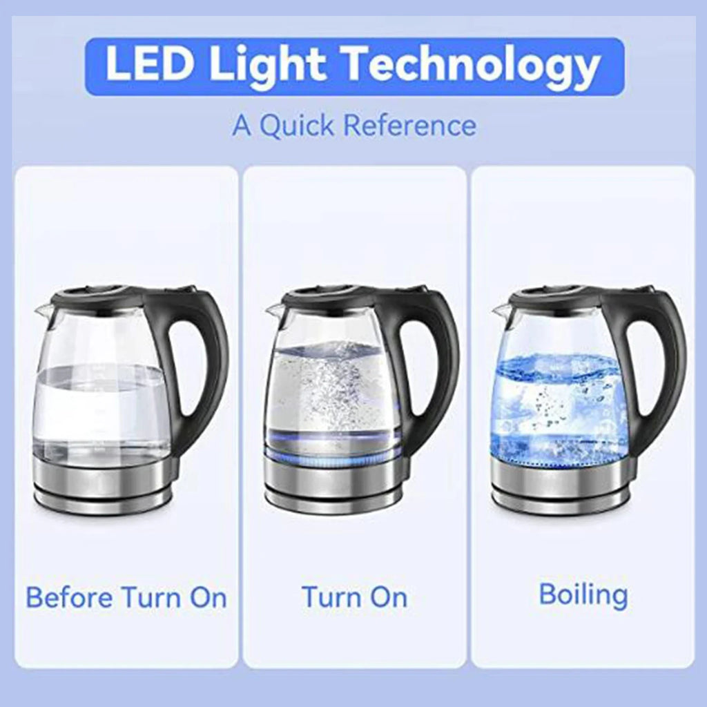 Electric Kettle 1.7L Glass Hot Water Heater for Tea Coffee Auto Shut-Off Kitchen Appliances Electric Kettles Tea Pots 110V 1500W