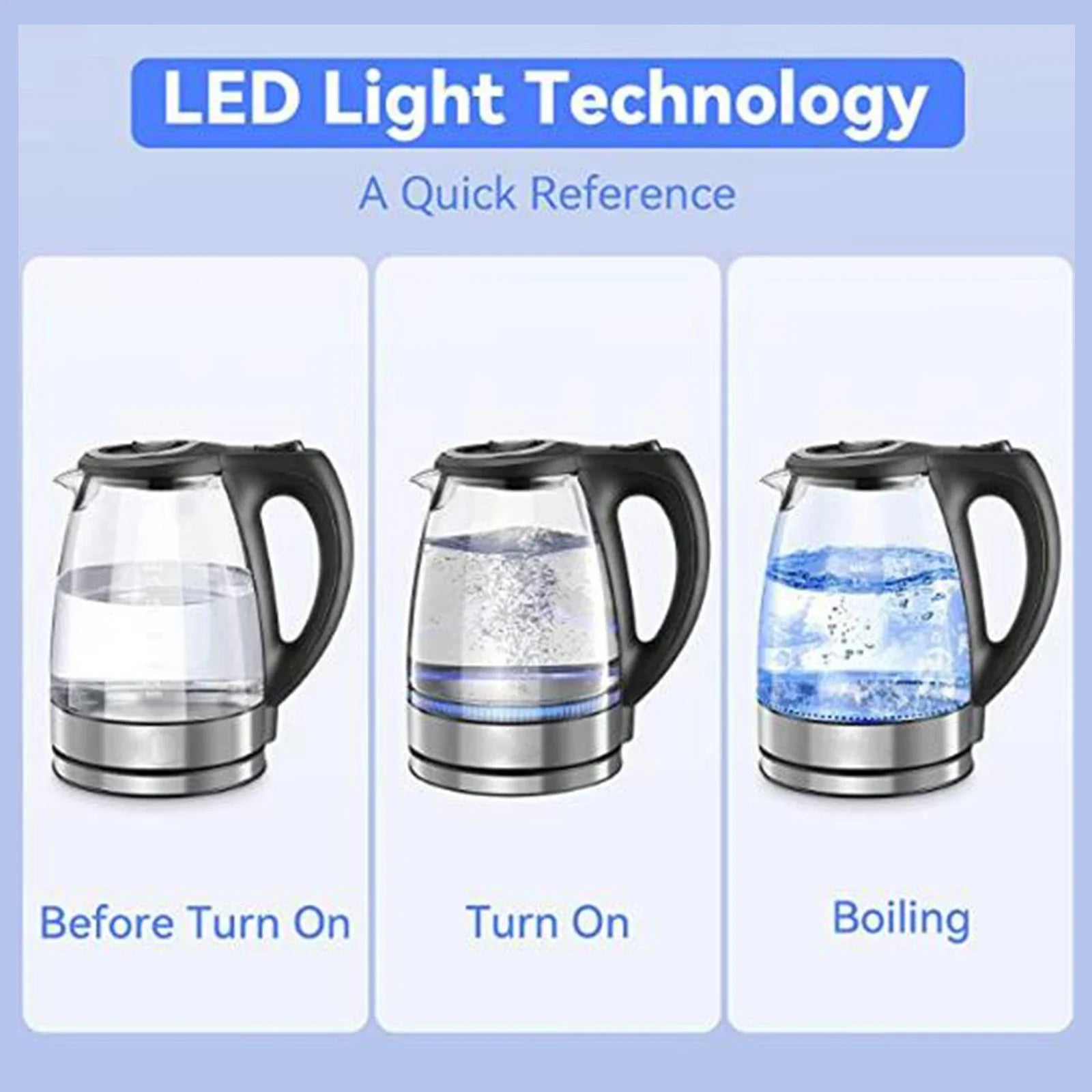 Electric Kettle 1.7L Glass Hot Water Heater for Tea Coffee Auto Shut-Off Kitchen Appliances Electric Kettles Tea Pots 110V 1500W
