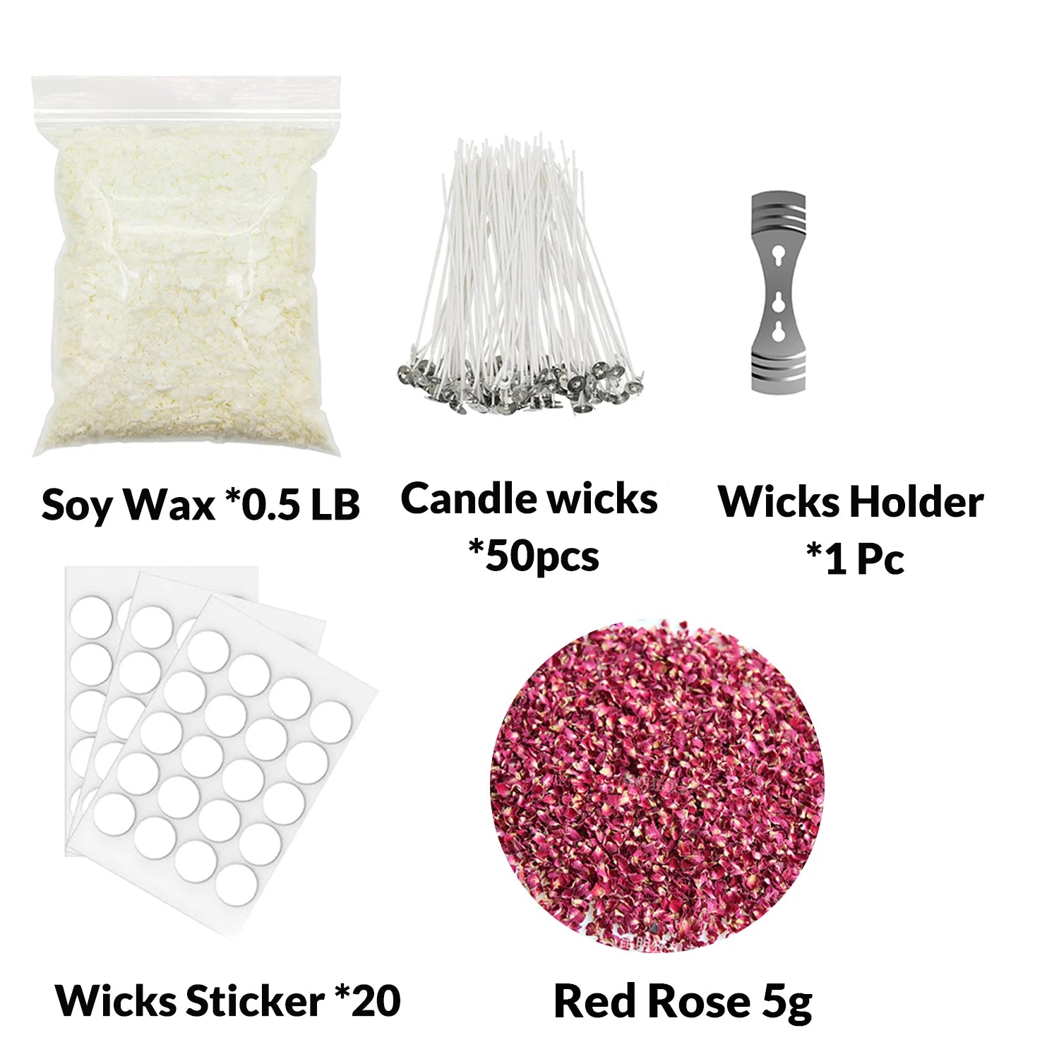 0.5LB Candle Making Kit Supplies, Soy Wax DIY Candle Making, With Soy Candle Wax, Candle Wicks, Fragrance Dried Flower