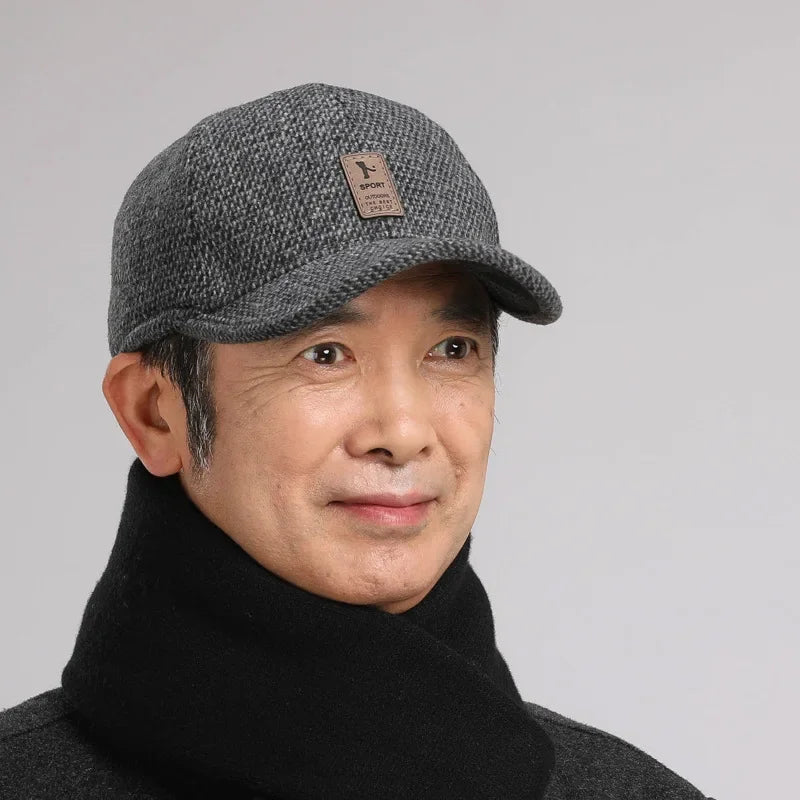 Baseball Cap Autumn Woolen Knitted Designer Men's Winter Cap Thicken Warm Hats with Earflaps Men's Brand Hats Dad Trucker Hats