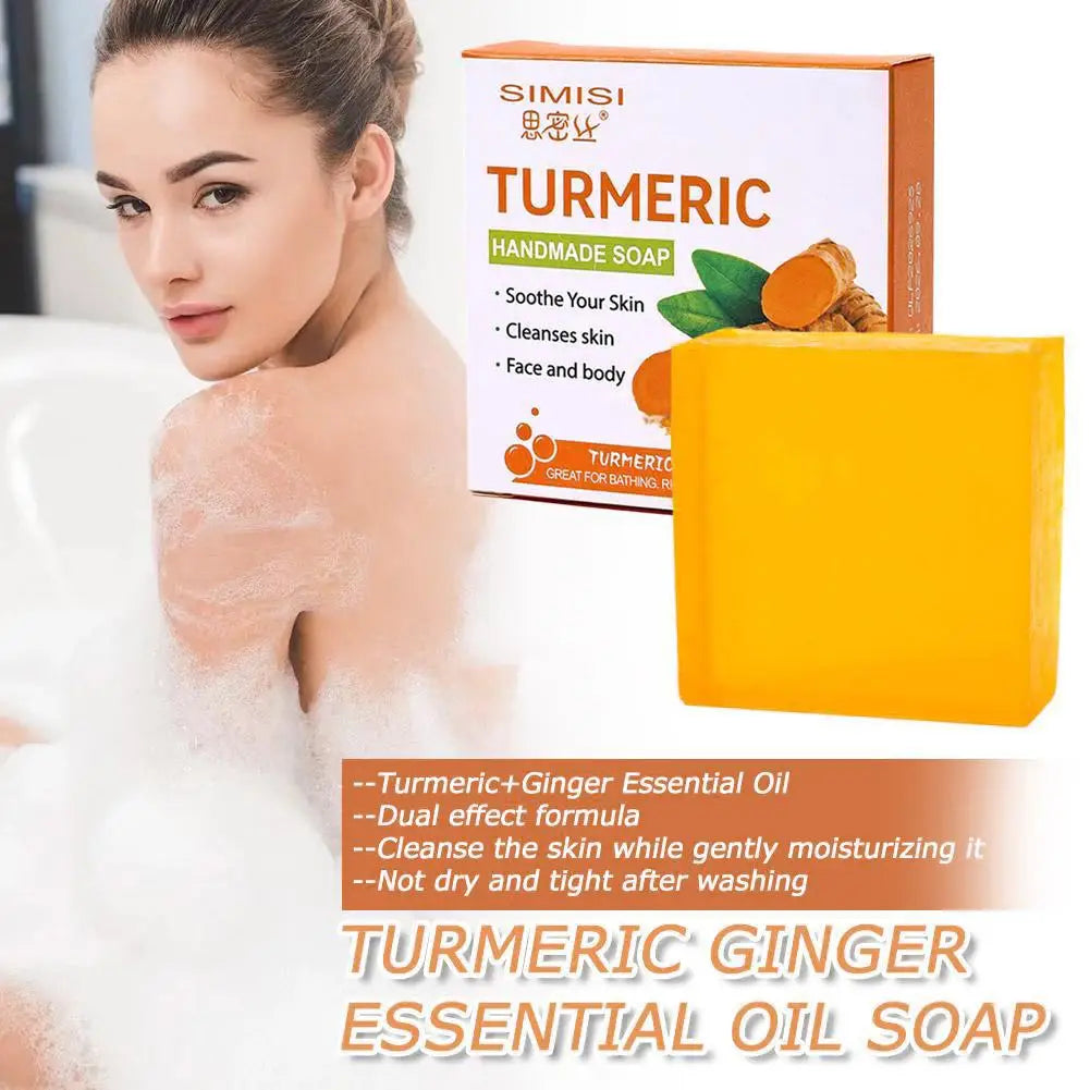 1/2PCS Natural Turmeric Soap Bar for Face & Body, Turmeric Skin Brightening Soap for Dark Spots, Even Tone Exfoliating Face Wash