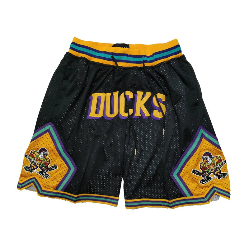 Basketball shorts Mighty Ducks Four pockets Sewing embroidery outdoor sport Beach pants train ventilation Black Green movie 2024