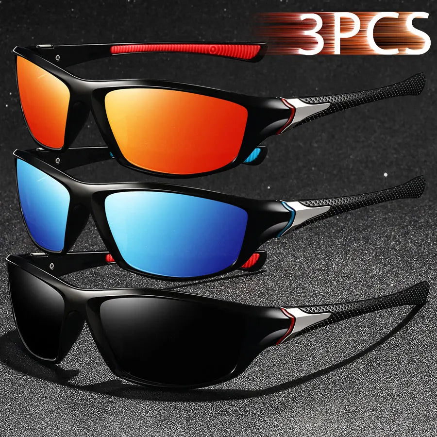 3PCS Fashion Vintage Driving Fishing Cycling Sports Sunglasses Men Women Running Mountaineering Sport Man Sun Glasses UV400