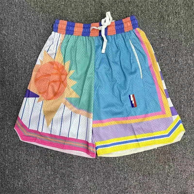 American Retro Embroidered Sports Shorts Men's Loose Casual Simple Personalized Four-point Basketball Pants Male Sportswear