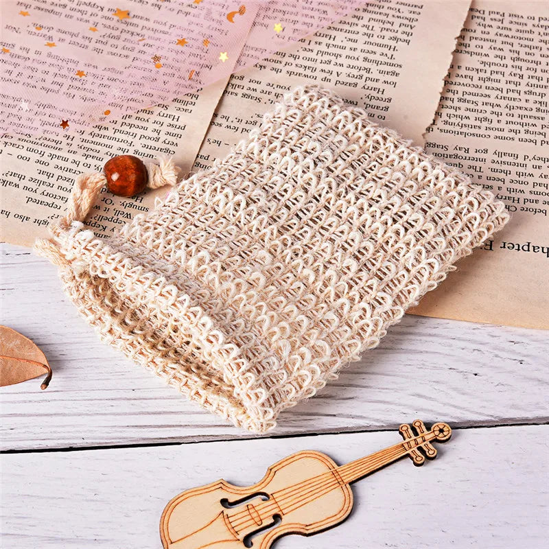 1PC New Natural Exfoliating Soap Bags Handmade Sisal Soap Bags Natural Mesh Soap Saver Pouch Holder Bath Soap Holder bathroom