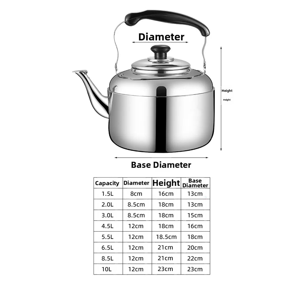 1 Pcs New Thickened  Stainless Steel Whistling Kettle  Household Large Capacity Boil  Water Kettle Induction Gas