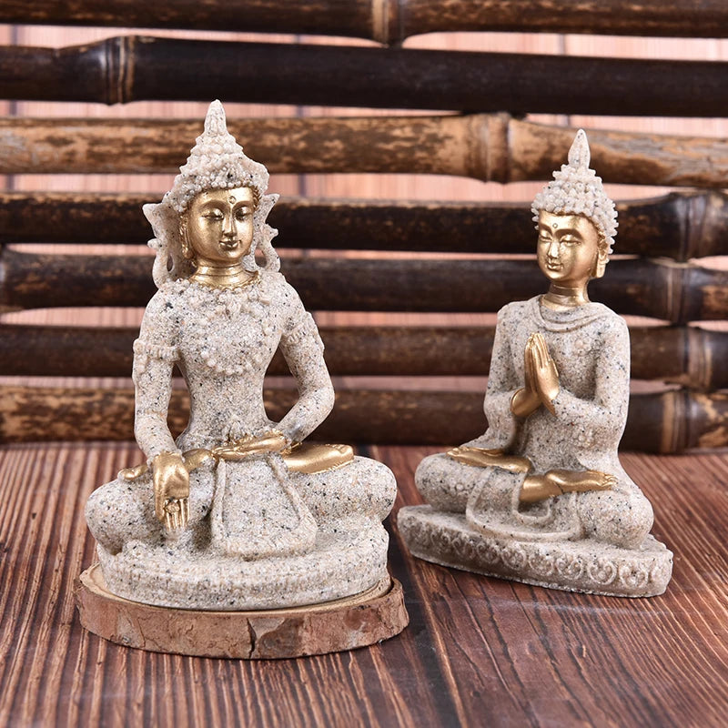 Buddha Statues Sandstone Thailand Buddha Sculpture Fengshui Figurine Home Decor