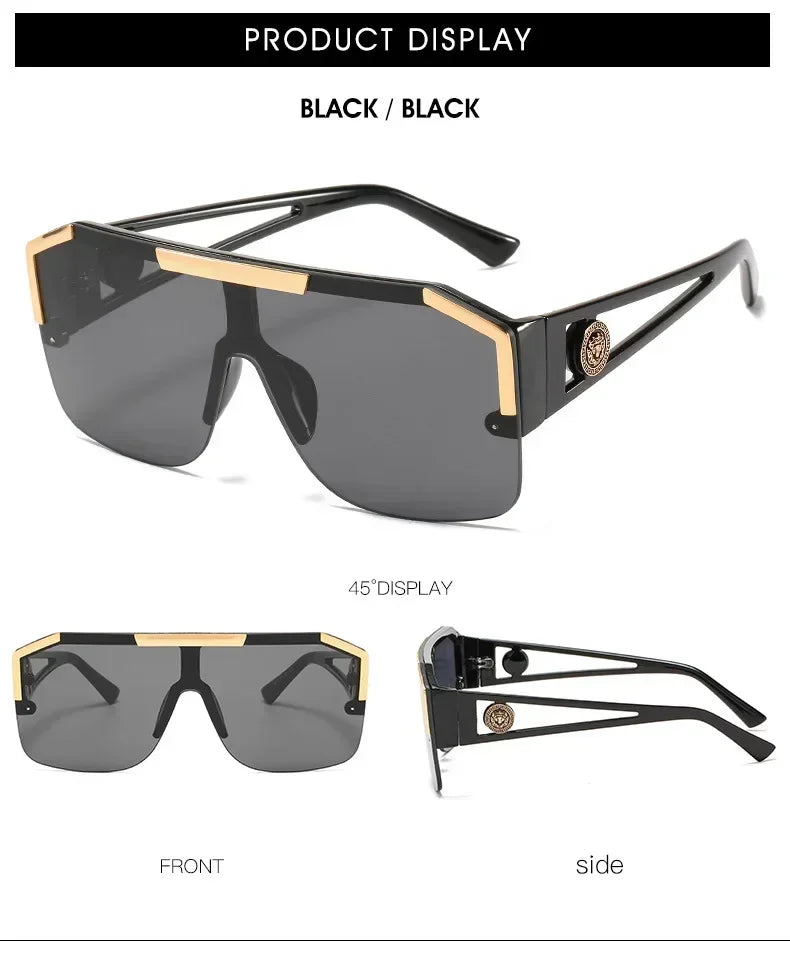 2025 Luxury Big Square Sunglasses Women Brand Designer Retro Blue Sun Glasses For Female Oversized Black Shades Oculos UV400