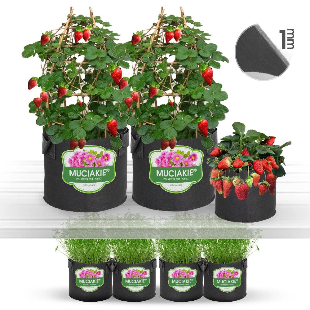 1-30 Gallon Black Grow Bags 1MM Felt Planting Nursery Pot Flower Plant Container Vegetable Tomato Potato Planters Indoor Outdoor