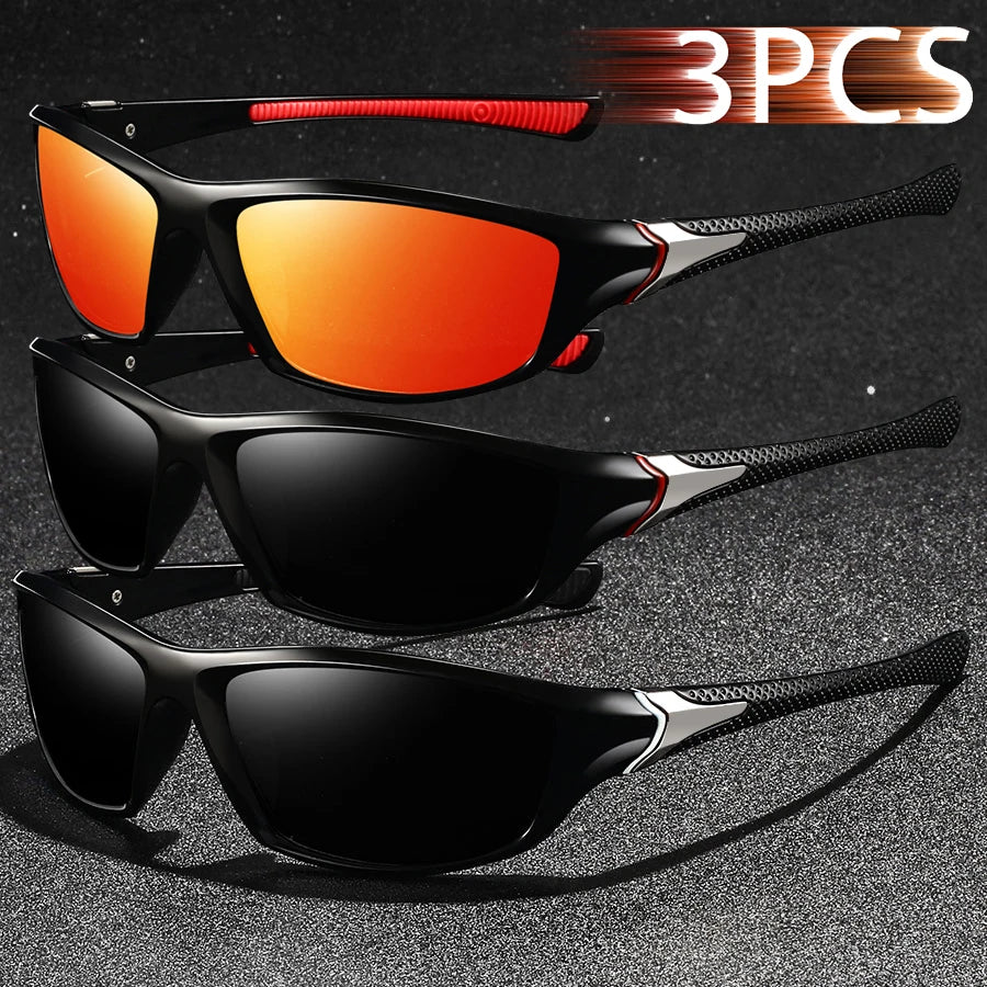 3PCS Fashion Vintage Driving Fishing Cycling Sports Sunglasses Men Women Running Mountaineering Sport Man Sun Glasses UV400