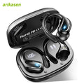 Bluetooth 5.3 Headphones Pure Bass Sound with Earhooks 75H Battery Over Ear Headphones with Dual-LED Display IP7 Waterproof