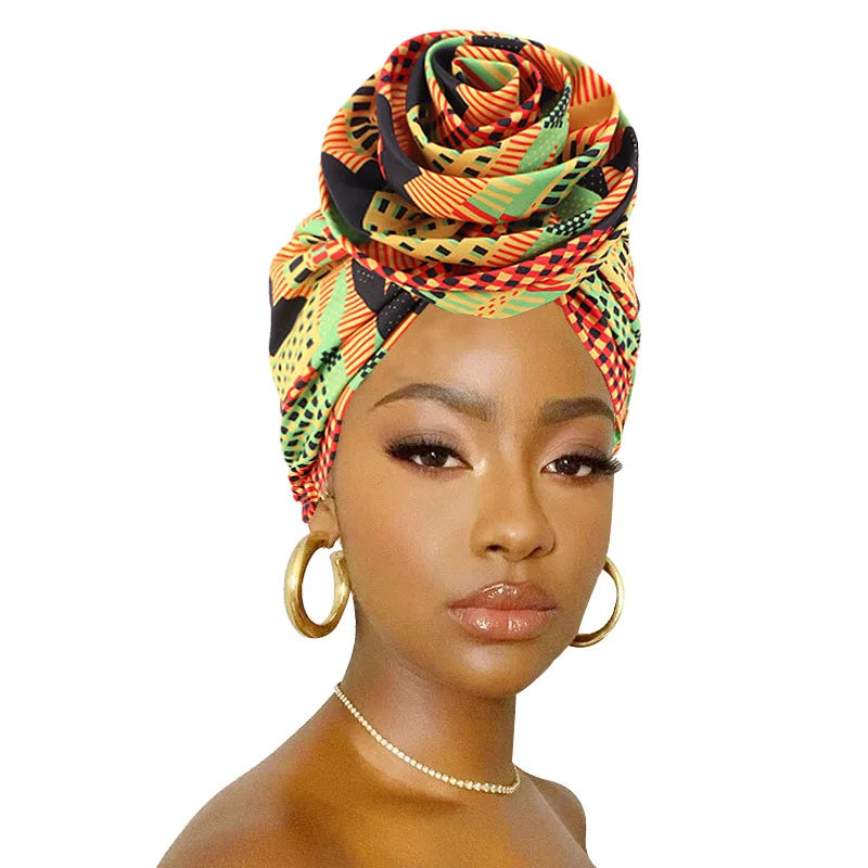 Big Flower Women's African Turban Cap Satin Lining Africa Pattern Printed Headwear Hat Female Head Wraps Ankara Hair Head Hat