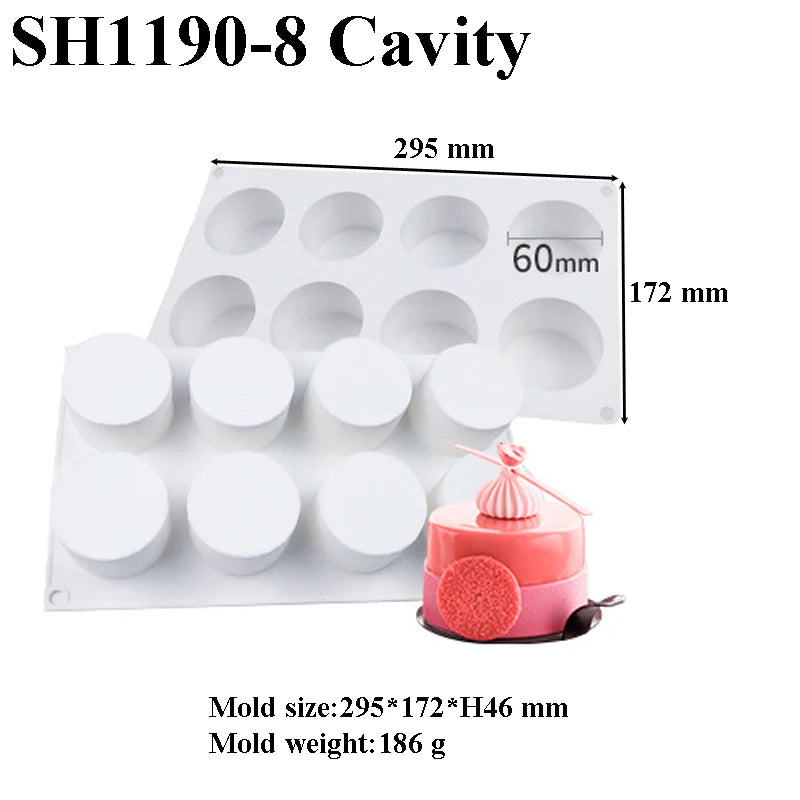 Cylindrical French Mousse Cake Mold Silicone Chocolate Mold Food Grade Kitchen Baking Tool Soap Mold Dessert Making Tools